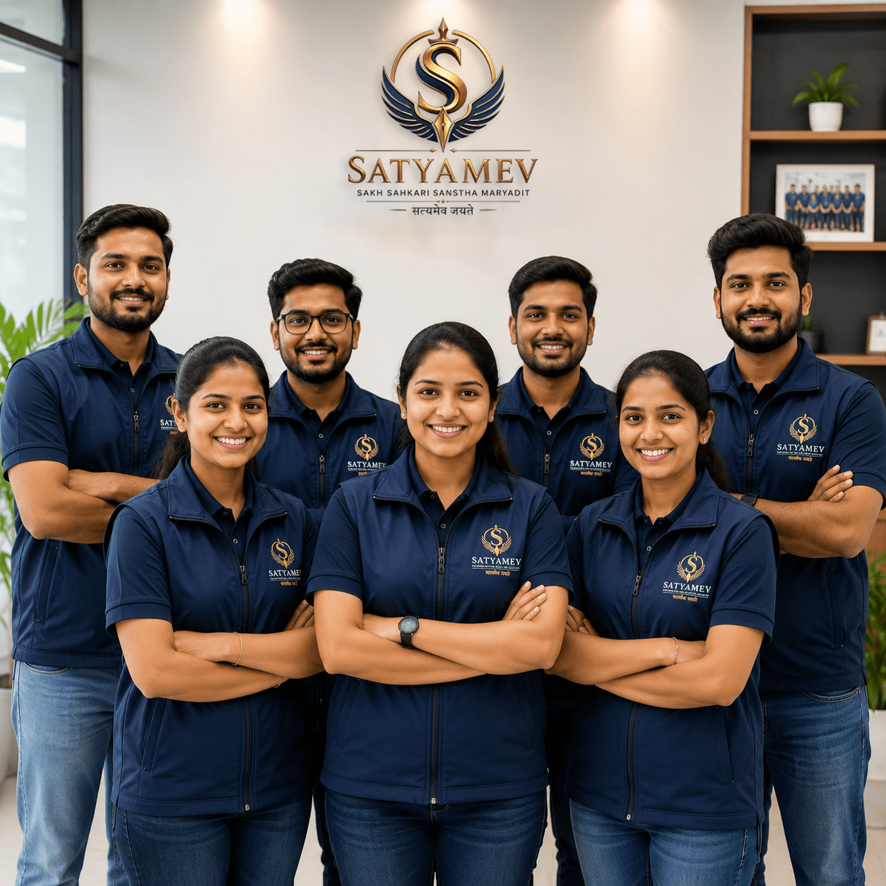 Satyamev Sanstha Professional Team Handshake